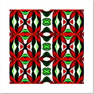 Red and Green Christmas Pattern Number 10 Posters and Art